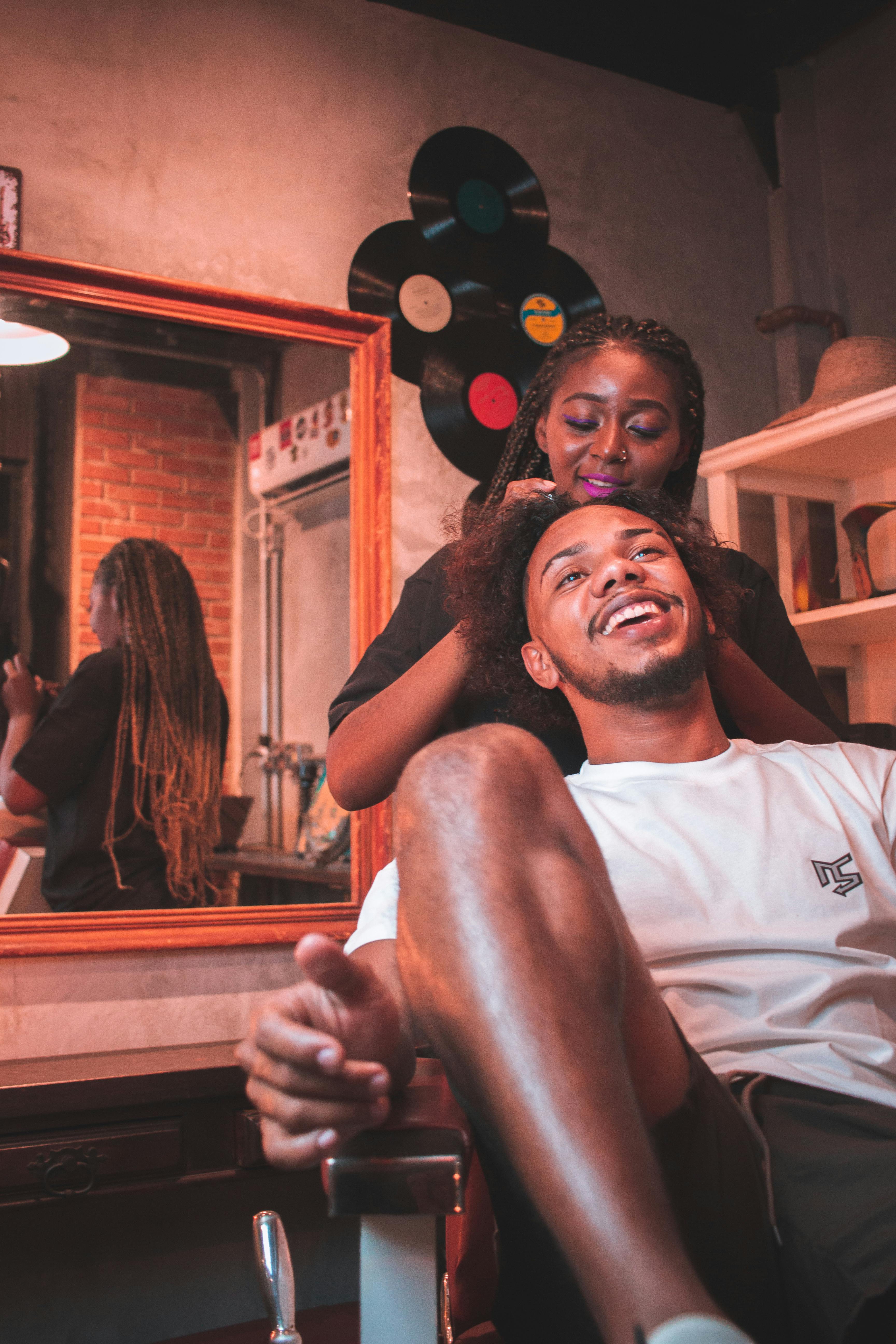 Client enjoying a stylist appointment at a salon